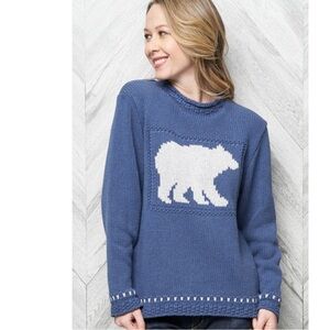 NWT Cotton Country by Parkhurst Laurentian Bear Pullover NEW